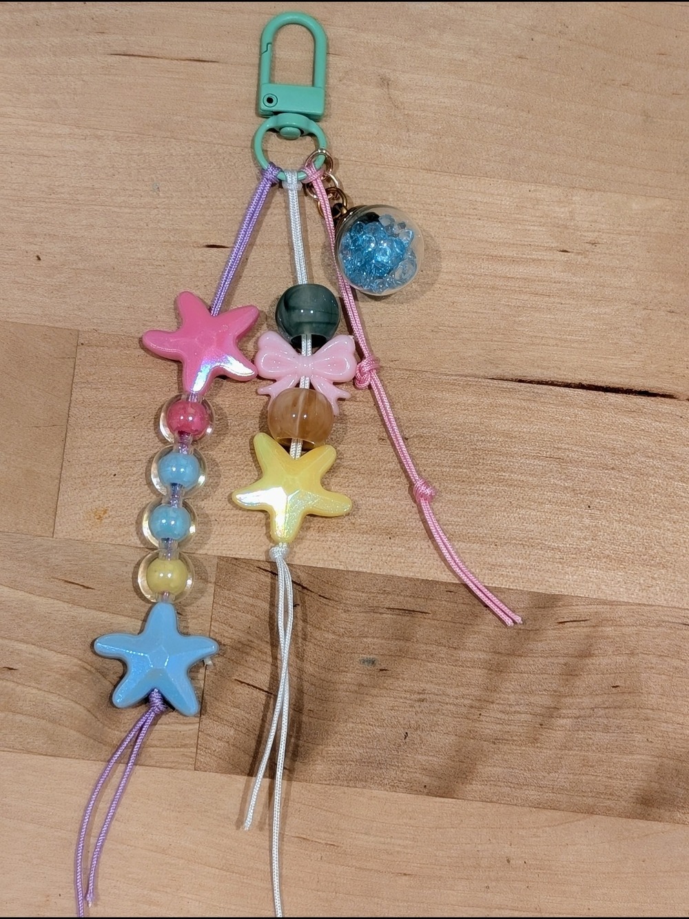 Pastel Star Beaded Keychain Card Holder Charm